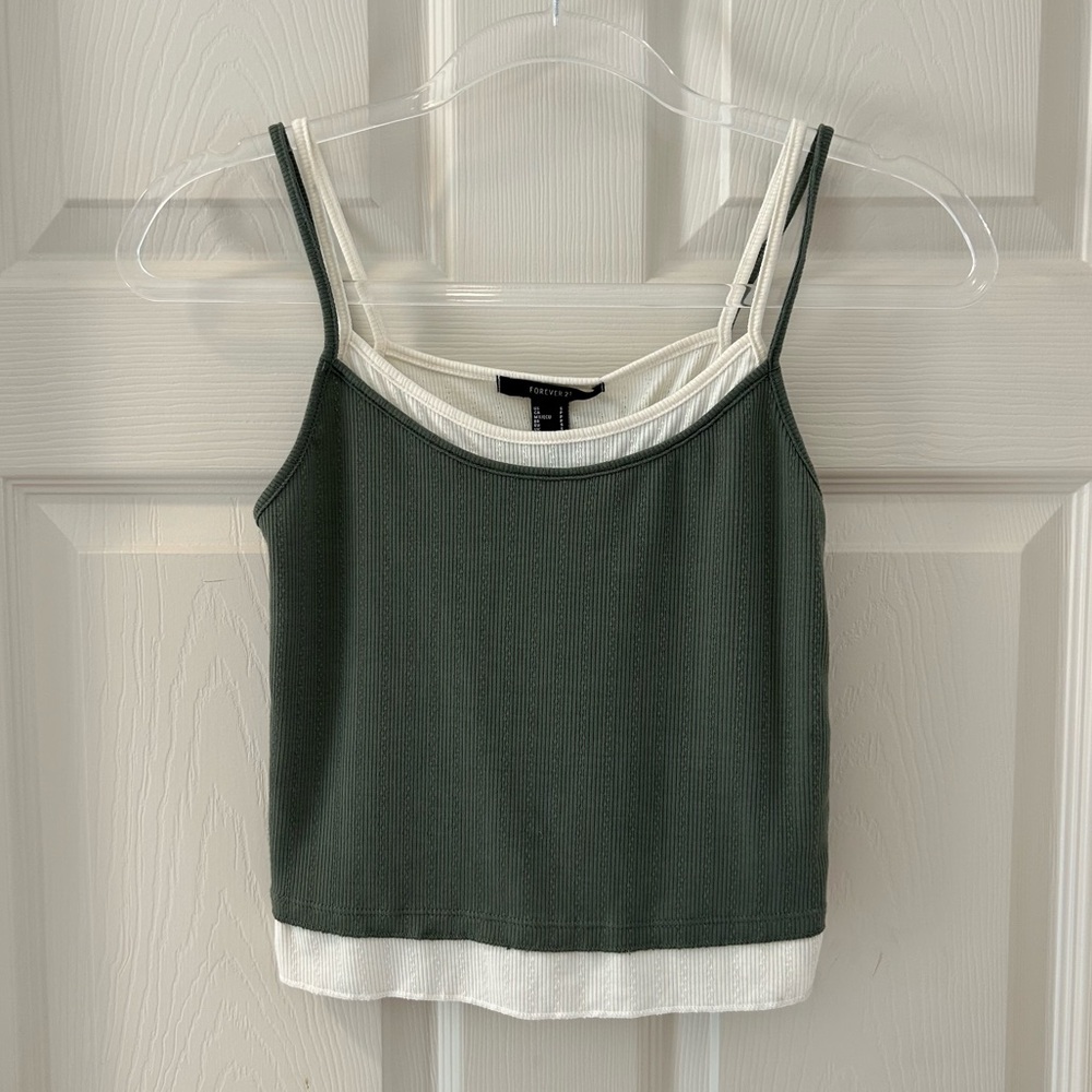 Forever 21 Green Layered Tank Top Whimsy Fairy Elevated Basics